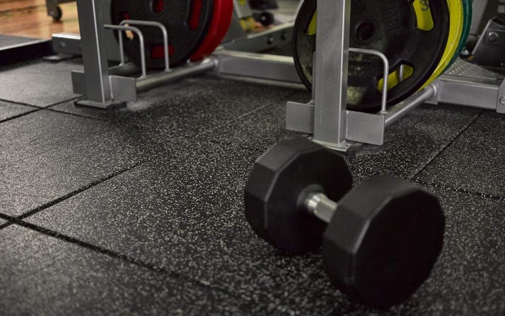 American Floor Mats - Extreme Rubber Gym Tiles - 1 Inch Thick Colorful Rubber Gym Tiles - Superior Shock and Sound Absorbing Tiles - 35% Grey/White 25 Tile Pack (Covers 100 Sq Ft)