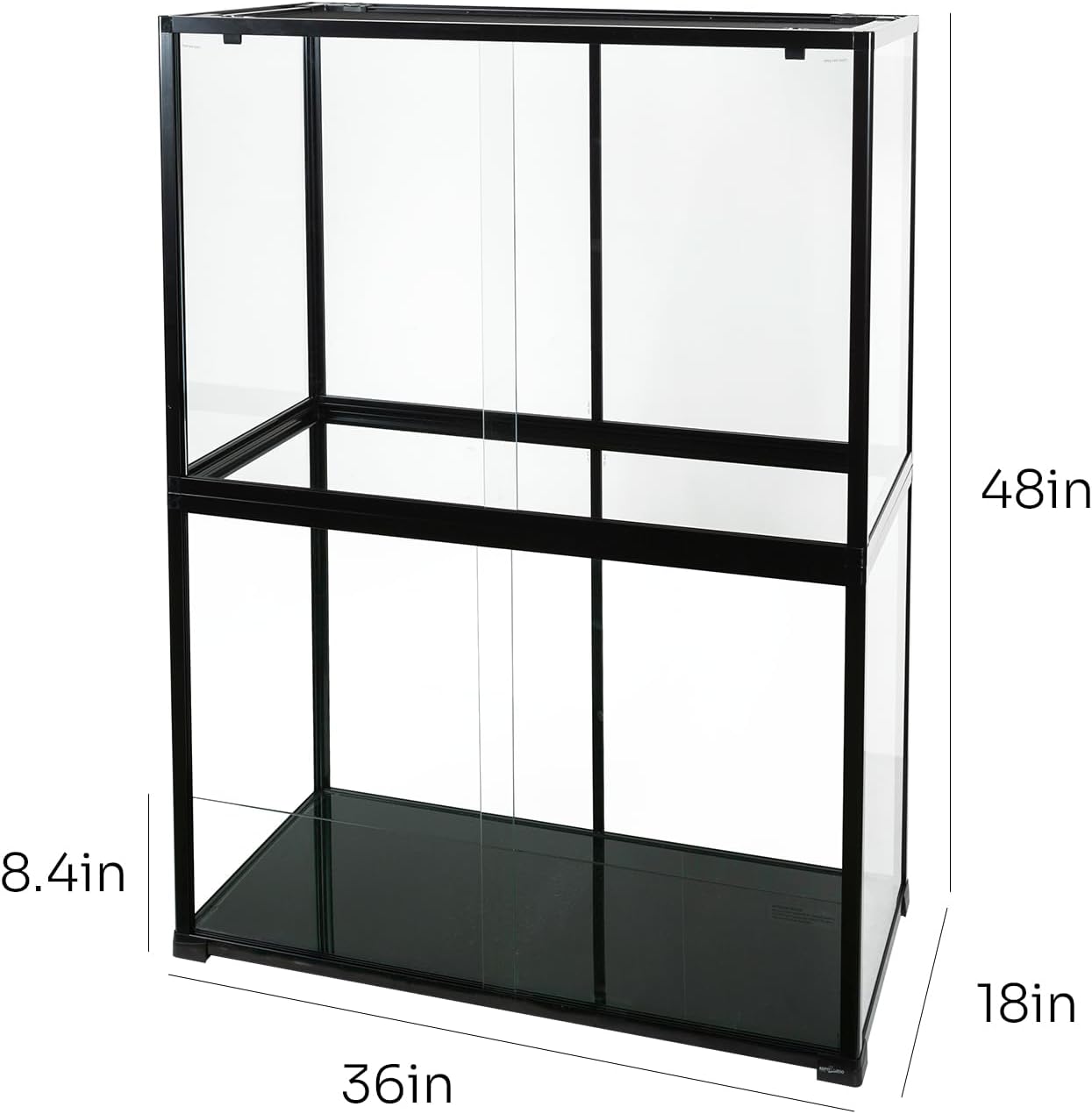 REPTIZOO 135 Gallon Glass Reptile Terrarium Tank, 36" x 18" x 48" Wide & Tall Reptile Terrarium, Chameleon Cage with Sliding Front Door Top Screen Ventilation, Easy Assembly