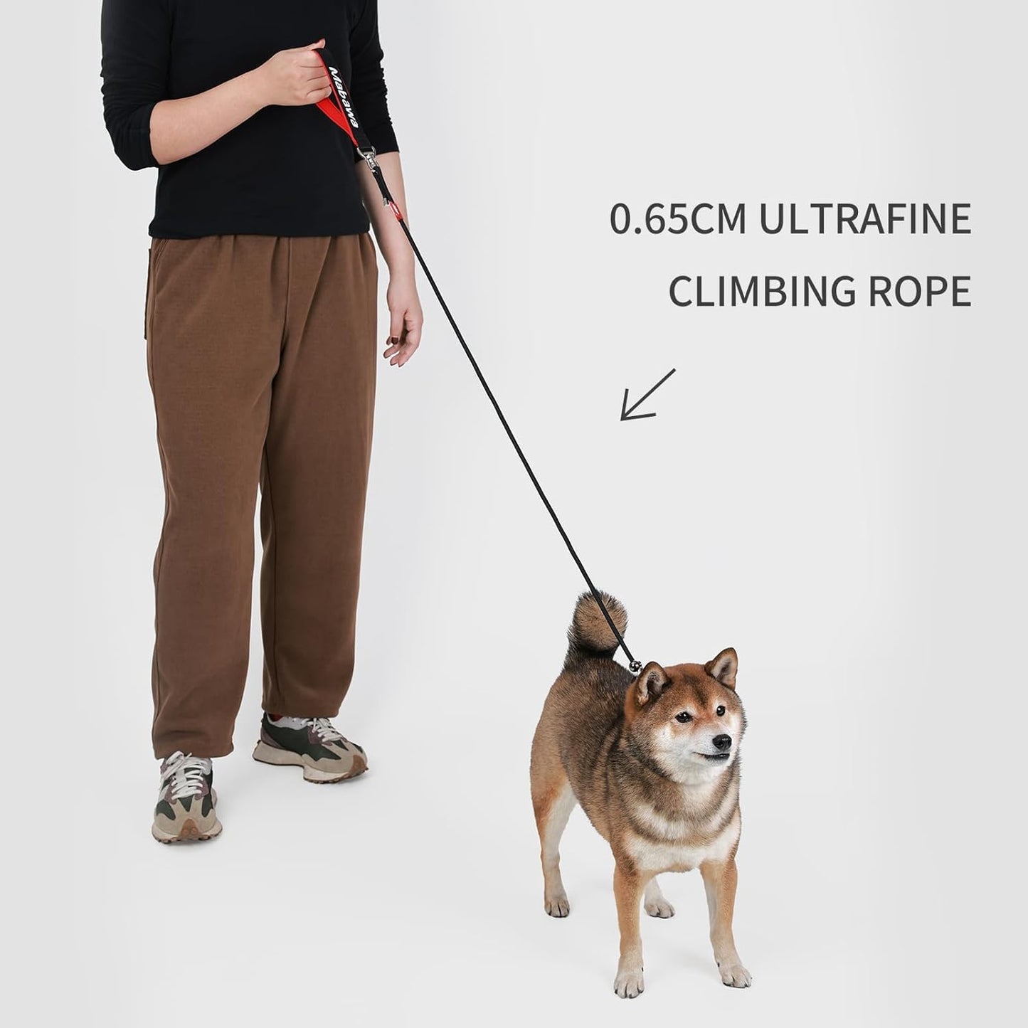 Dog Anti-Slip Leash 5FT with Metal Stopper - Durable No-Pull Training Lead for Small, Medium & Large Dogs - Comfortable Handle Nylon Rope, Tangle-Free Pet Walking Leash (Black, 5 FT)