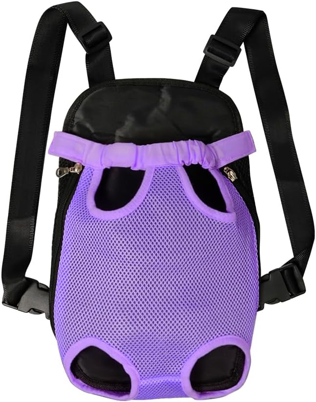 FEimaX Dog Carrier Backpack Pet Legs Out Front Cat Travel Bag, Adjustable Puppy Backpacks Carriers Hands-Free for Small Medium Dogs Cats Hiking Traveling Camping Daily Walking (Large, Purple)