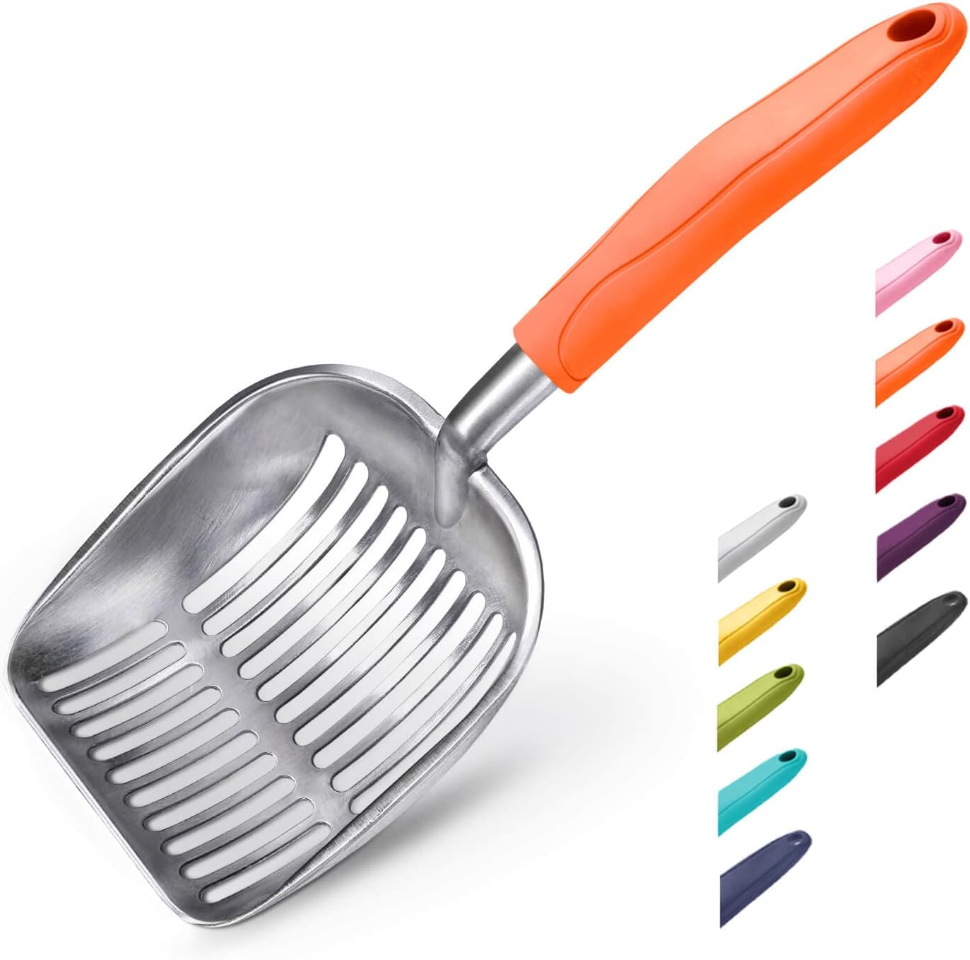 WePet Cat Litter Scoop, Aluminum Alloy Sifter, Kitty Metal Scooper, Deep Shovel, Long Handle, Poop Sifting, Kitten Pooper Lifter, Durable, Heavy Duty, for Litter Box
