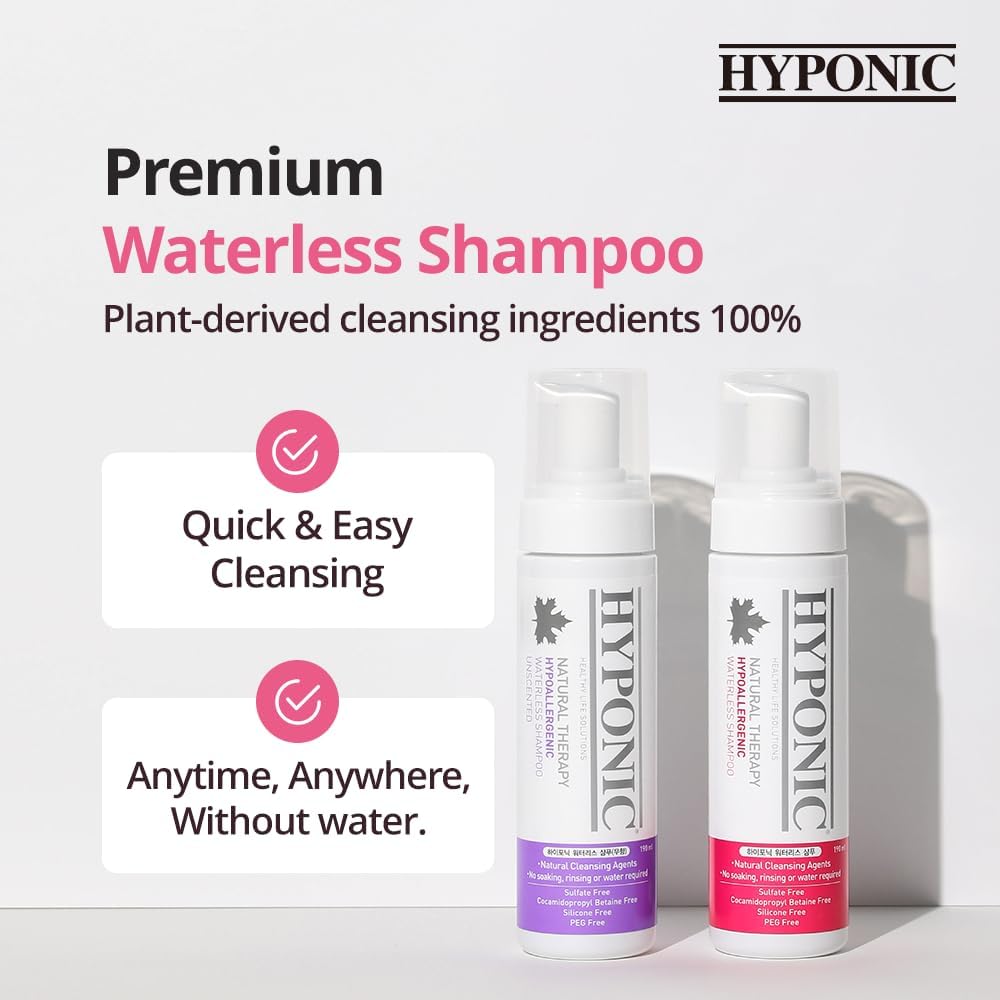 HYPONIC Hypoallergenic Premium Waterless Shampoo for All Pets (Scented, 6.4 oz) - Natural Dry Shampoo, Waterless Foam, Grooming for Dogs and Cats
