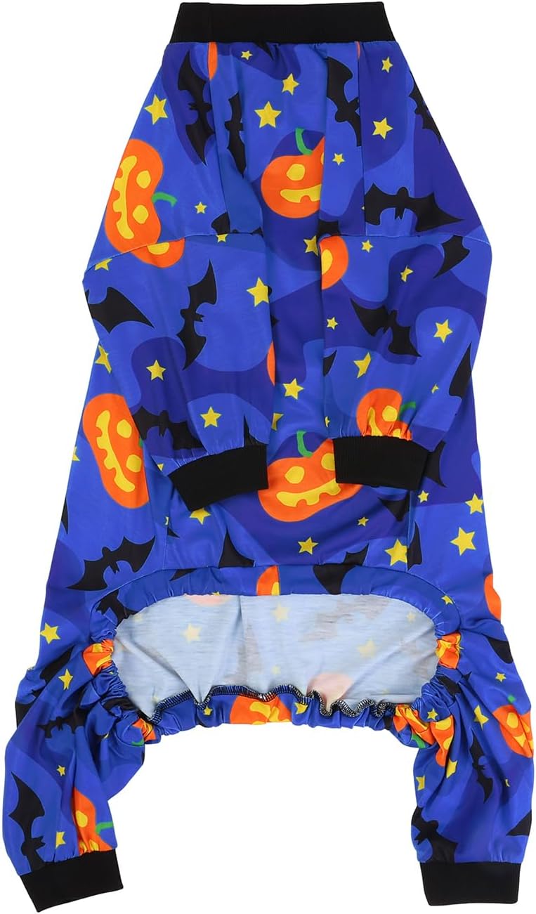 HDE Dog Pajamas One Piece Jumpsuit Lightweight Dog PJs Shirt for M-3XL Dogs Starry Pumpkins - L