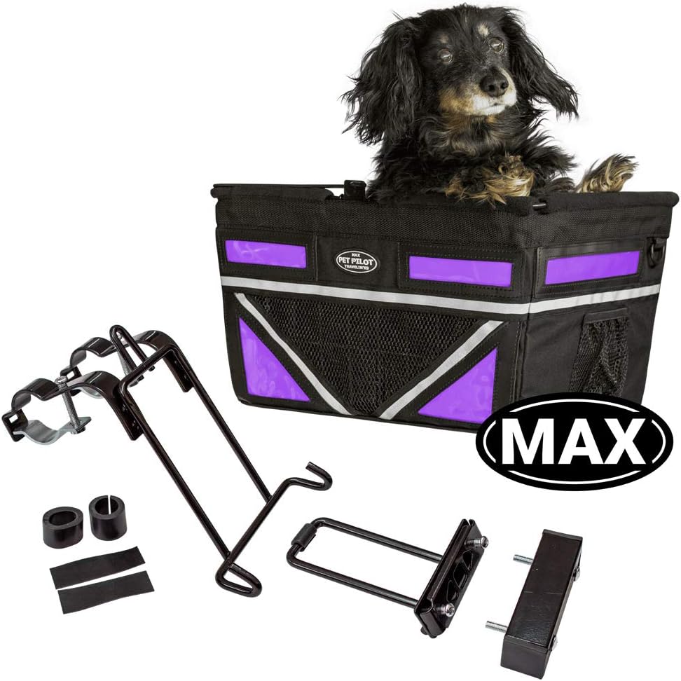 TRAVELIN K9 Pet-Pilot MAX Dog Bicycle Basket Carrier | 8 Color Options for Your Bike (Purple)