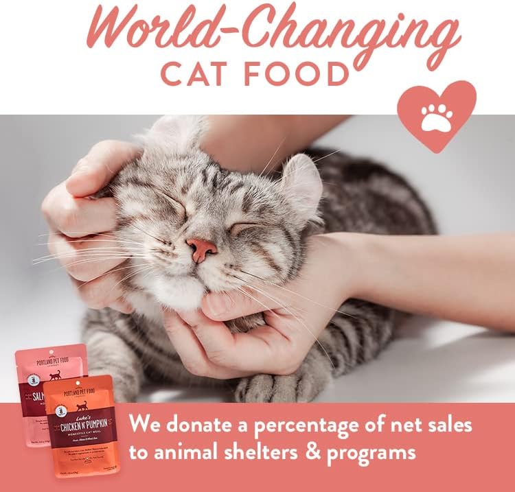 Human-Grade Mixed Variety Pack Wet Cat Food Pouch — Moist, Soft Cat Food Mixer, Topper, and Rotational Meal (6 Chicken, 6 Salmon) by Portland Pet Food Company