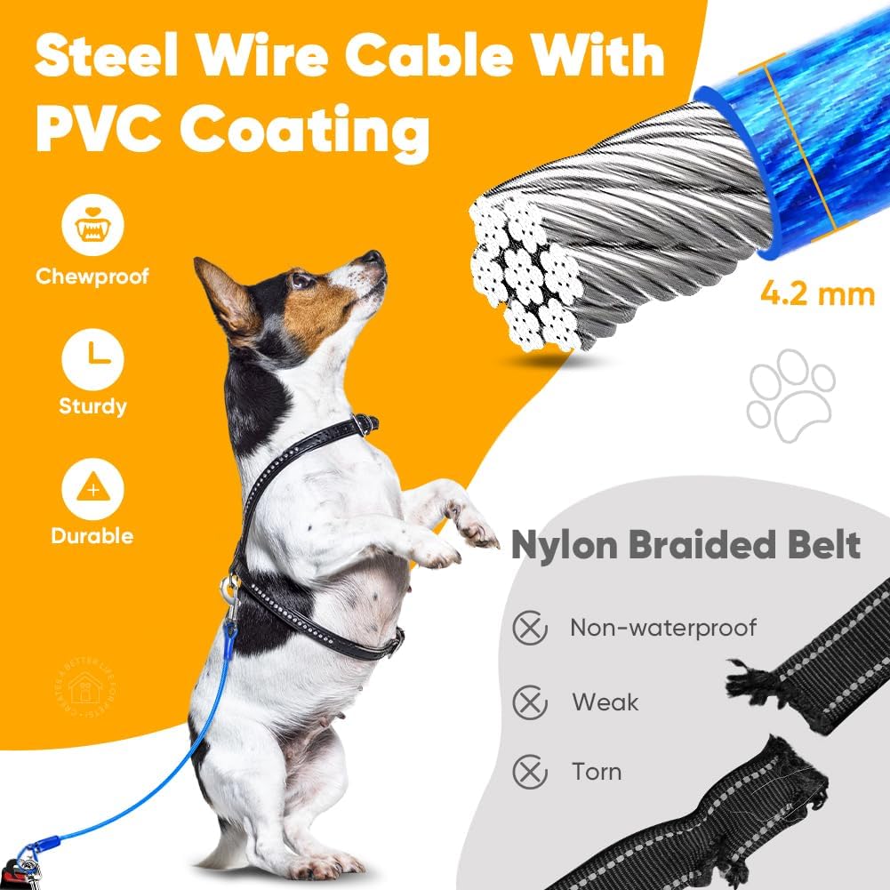 Petbobi Dog Seat Belt for Car - Chew Proof Durable Dog Seatbelt Tether for Small Medium Large Pets - Metal Vehicle Harness Restraint with Double Clips and Latch - Car Leash for Safety Travel