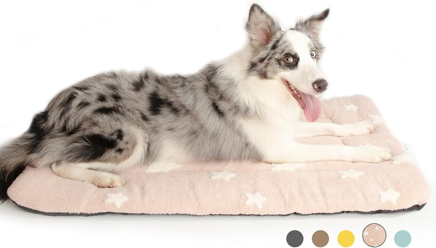 Mora Pets Dog Crate Pad Dog Kennel Bed Mat for Large Dogs Washable Cute Star Pet Bed for 36 inch Cage Ultra Soft Flat Puppy Cat Cushion for Cozy Sleeping Anti-Slip Pink 36 x 23