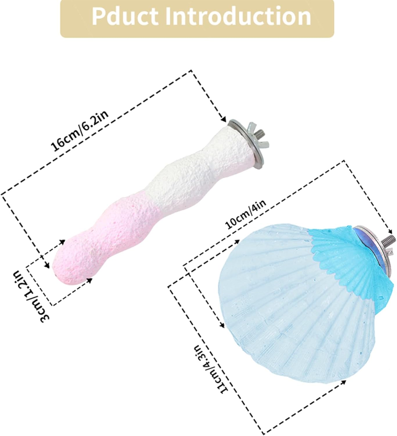 Bird Perches for Cage, Abrasive Surface High Calcium Mineral Parrot Perch Stand - Bird Nail File for Claw & Beak Health, Colorful Ceramic Bird Cage Accessories (Pink, Coral)