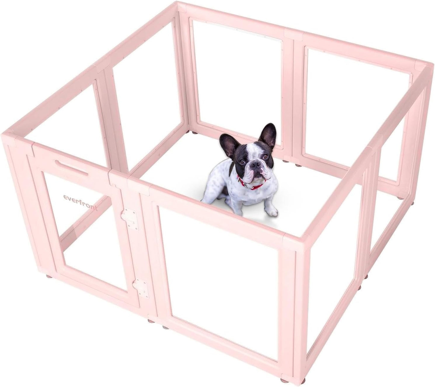 Clear Acrylic Plastic Dog Playpen - Clear Dog Play Pen - Easy Assemble Acrylic Dog Playpen - Puppy Playpen, Cat Playpen, Small Animal Playpen, Dog Play Pen Indoors (Pink-30.3" H, 8PCS)