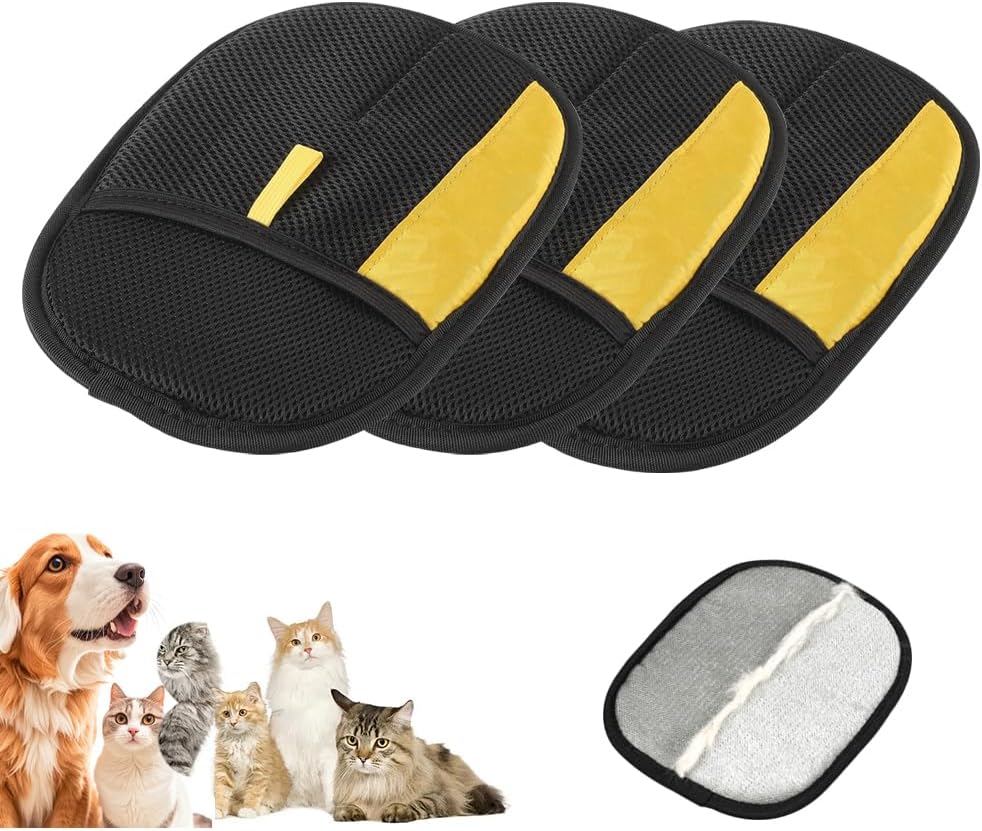 Pet Hair Removal Glove for Cats & Dogs, 2025 New Pet Hair Remover Electrostatic Gloves Pet Hair Remover Glove for Couch, Furniture, Carpet, Curtain, Washable Reusable Animal Fur Removal Tool (3PCS)