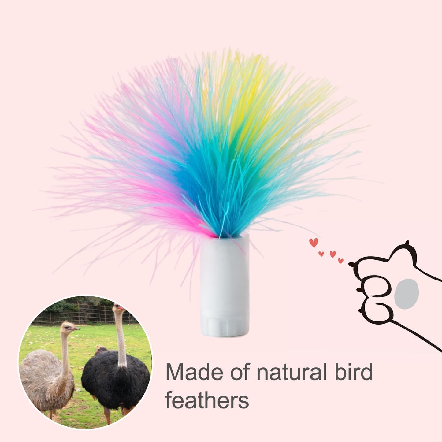 ORSDA 6Pcs Interchangeable Attachments Cat Feather Toys Replaceable Feathers and Fluffy Toy Accessories