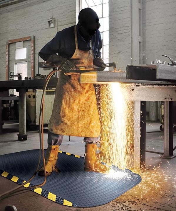 American Floor Mats Hog Heaven 5/8 inch Black & Yellow Border 2' x 5' Nitrile Backed Anti-Fatigue Comfort Mat