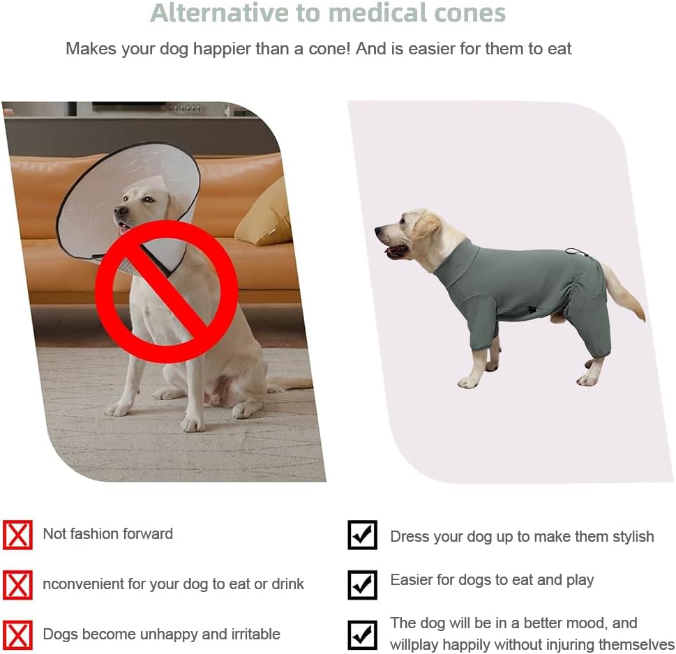 Dog Pyjamas PJS Sweater Clothes and Home Clothing Suitable for Small to Medium Breeds of Dogs, Dog Neutering Suits, Extra-Large Stretch Fabric, Four-Legged Clothes(Thickened Green, XL)