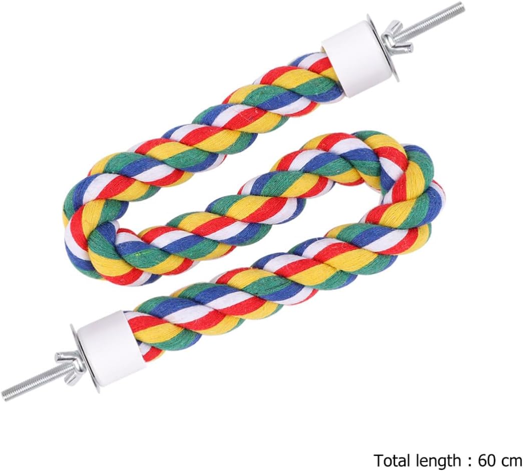 Colorful Bird Rope Perch Stand, Birdcage Swing Spiral Toys, Bird Bungee Rope Perches Toys Cage Accessories for Cockatiels Parrot Birds (60CM/23.6inch)