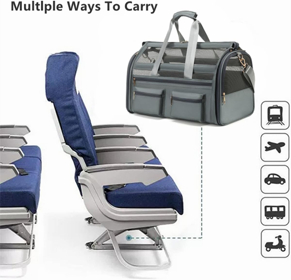 Cat Carrier Bag,Soft Sided Ventilated Pet Carrier for Small Dog Airline Approved Travel Puppy Carrier with Breathable Mesh, Foldable Portable for Outdoor Car