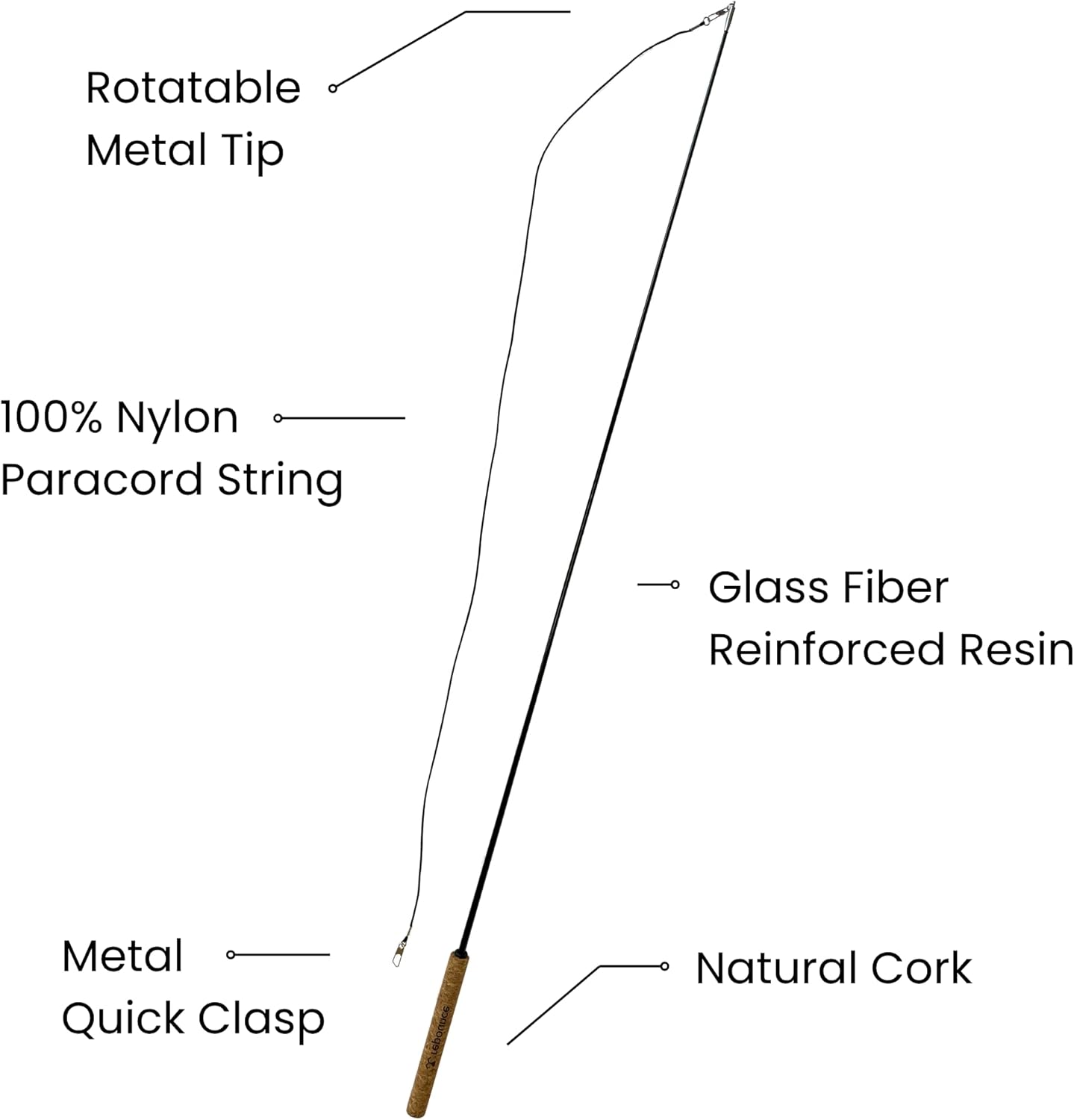 Forever Stick - The Unbreakable Cat Toy Wand, Extra Long Durable Interactive Cat Toy for Indoor Cats, Feather Kitten Toys for Bored Indoor Adult Cats, Bird Teaser Cat Accessories Enrichment