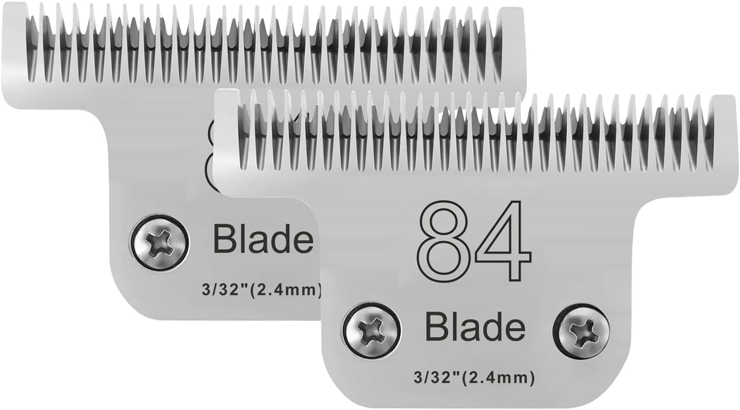 2PCS T84 Blade Dog Grooming Replacement Blades Compatible with Andis Dog Clippers,Dog Clipper Blades Compatible with Wahl KM-10 Series Clippers, Oster A5,Size-T-84 3/32-Inch Cut Length