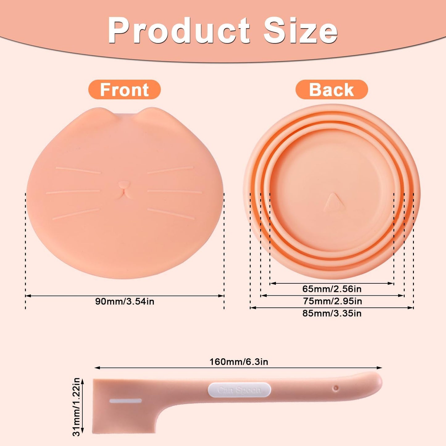 6 Pcs Pet Food Can Supplies Set, 3 Pcs Silicone Dog Cat Food Can Covers Lids and 3 Pcs Cat Food Mix Spoons, Dishwasher Safe