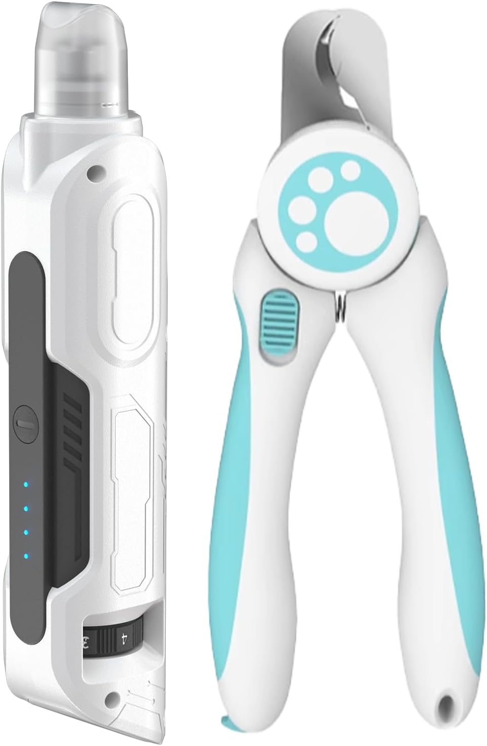 PAPIFEED High Torque Dog Nail Grinder Quiet - 6-Speed Adjustable Dog Nail Trimmers with 2 LED Lights & Dust-Proof Cover, Powerful Motor for Large/Medium/Small Dogs & Cats, Rechargeable - White Kit