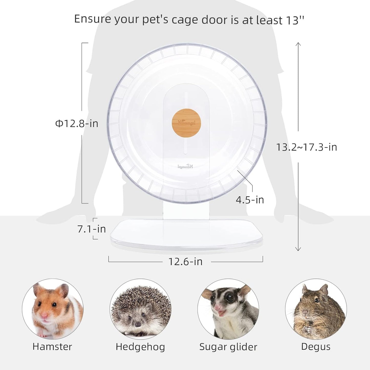 Niteangel Super-Silent Hamster Exercise Wheels - Quiet Spinner Hamster Running Wheels with Adjustable Stand for Dwarf Syrian Hamsters Gerbils Mice Or Other Small Animals