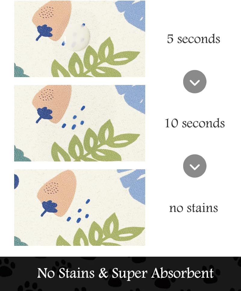 Pet Feeding Mat-Absorbent Dog Mat for Food and Water Bowl-No Stains Quick Dry Water Dispenser Mat-Dog Accessories Pet Supplies-Bowl for Messy Drinkers（LIGHTFLOWERS,12"x19"