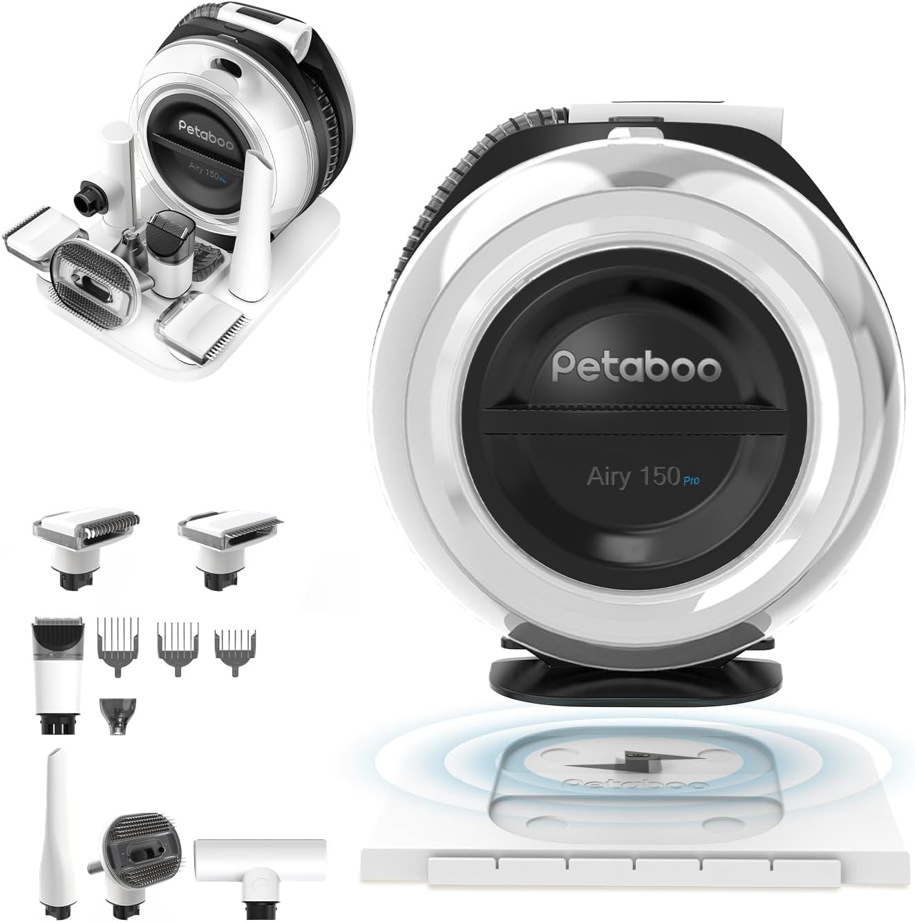 petaboo Cordless Dog Grooming Kit, Pet Grooming Vacuum with Clippers Nail Grinder 7 Pet Grooming Tools,2.2L Dust Cup,Low Noise,Dog Vacuum for Shedding Grooming for Home & Car Cleaning