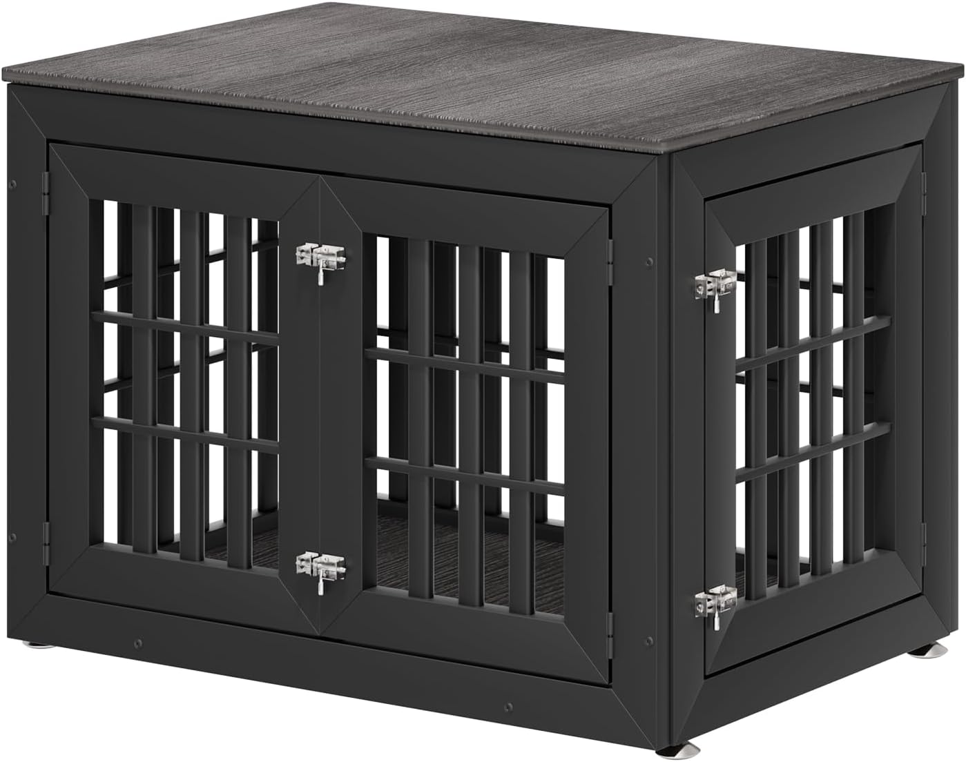 38" Heavy Duty Dog Crate Furniture for Small,Medium and Large Dogs,Rustic Wooden Dog Cage Kennel Indoor Furniture with Waterproof Top,Decorative Pet House Side End Table (Black & Grey)