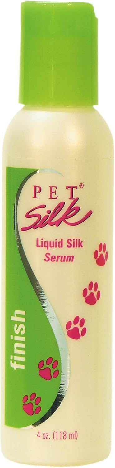 Pet Silk Liquid Silk Serum 4oz, Leave-in Finishing Spray Conditioner & Detangler, Inused with Silk, Vitmain E & Panthenol Designed for a Shiny, Healthy & Moisturized Skin & Coat