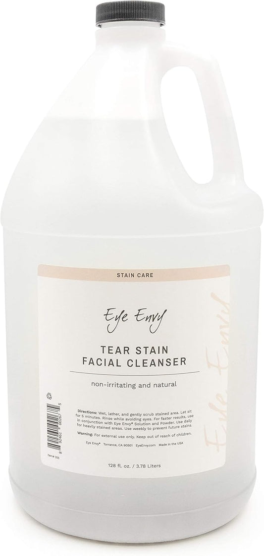 Eye Envy Tear Stain Facial Cleanser for Dogs and Cats. Washes Away Crusty Eye Debris, Eye Boogers, Eye Discharge. Tearless Foaming Formula. Treats The Cause of Staining. All-Natural. 1 US Gallon