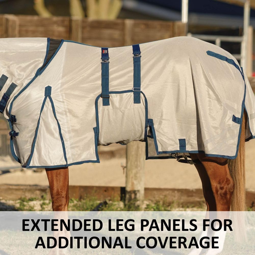 Schneiders Soft Interlock Mesh II Attached Neck Euro Bellyband Leg Shield Horse Fly Sheet | 80% UV Protection | SilverTek Lining