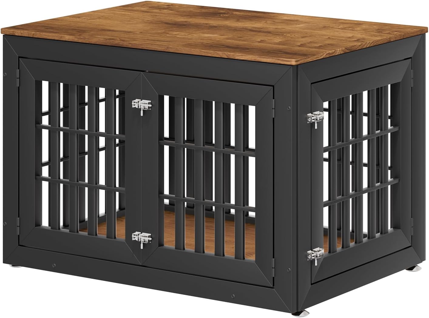 42" Heavy Duty Dog Crate Furniture for Small,Medium and Large Dogs,Rustic Wooden Dog Cage Kennel Indoor Furniture with Waterproof Top,Decorative Pet House Side End Table (Black & Wood)