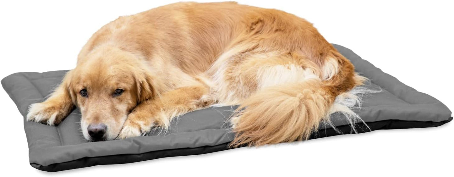 K9 Ballistics Tough Ripstop Dog Crate Pad - Durable & Machine Washable with Non-Skid Bottom and 120-Day Warranty, Fits 42" Wire Crates - Large, Light Gray Velvet