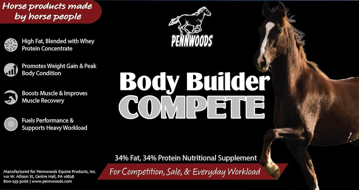 Body Builder Compete: Advanced Horse Weight Gain Supplement, Designed for Competition and Sale, 22lb Bag