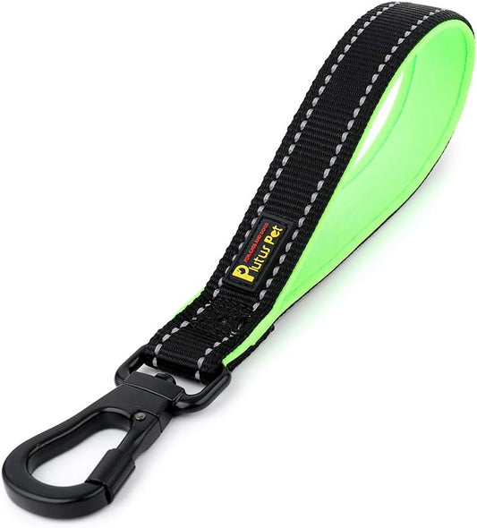 PLUTUS PET 10 Inch Short Dog Leash for Large Dogs with Locking Carabiner Clip & Padded Handle（10”, Black）