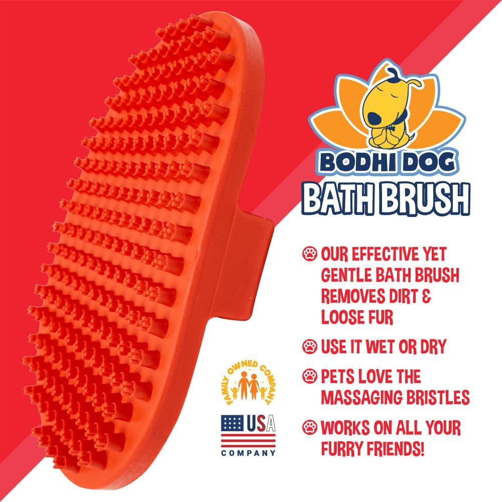 Bodhi Dog Shampoo Brush - Pet Grooming & Bath Supplies for Dogs and Cats - Bath Brush for Long & Short Hair - Premium Scrubber for Shower, Bathing & Massage (One Pack, Red)