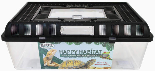 Happy Habitat (Large) - Ventilated Enclosure & Breeder Box - for Live Feeder Insects, Reptiles, Amphibians & Other Small Pets - Durable Plastic Portable Terrarium