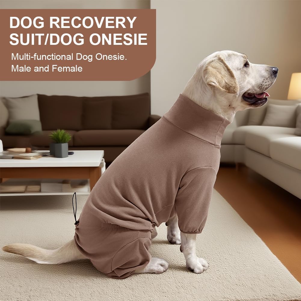 Dog Pyjamas PJS Sweater Clothing and Home Clothing Suitable for Medium to Large Breeds of Dogs, Dog Neutering Suits, Extra-Large Stretch Fabric, Four-Legged Clothe(Thickened Coffee, 3XL)