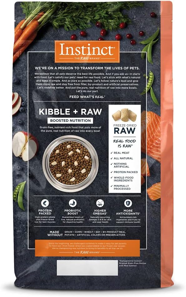 Instinct Raw Boost, Natural Dry Cat Food with Freeze Dried Pieces, High Protein, Grain Free Recipe - Real Salmon, 4.5 lb. Bag