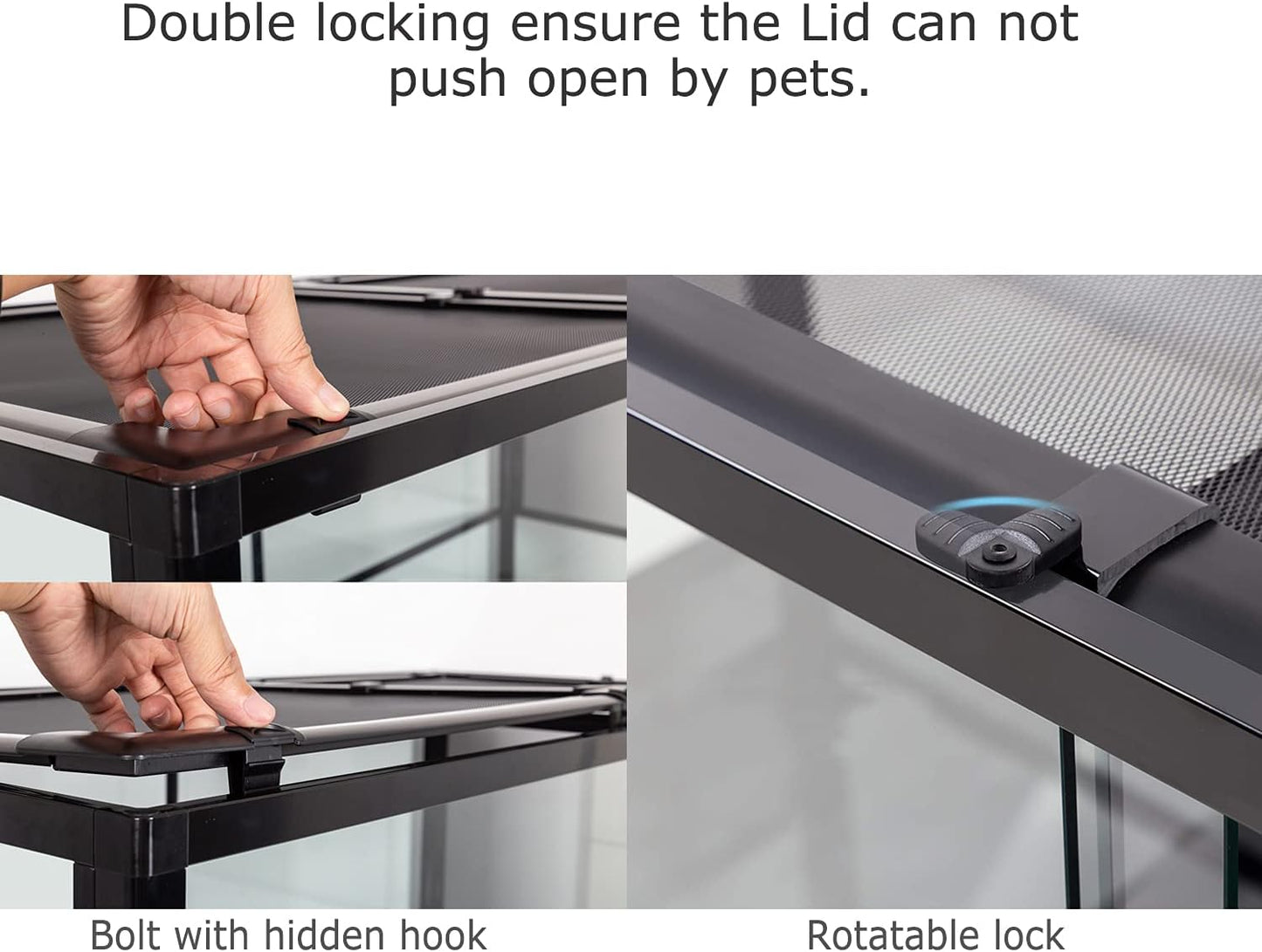 REPTI ZOO Full Glass 35 Gallon Reptile Tank, Front Opening Wide & Low Reptile Terrarium 36" x 18"x 12" for Lizard Gecko Tortoise Snake, Top Screen Ventilation & Anti Escape Lid