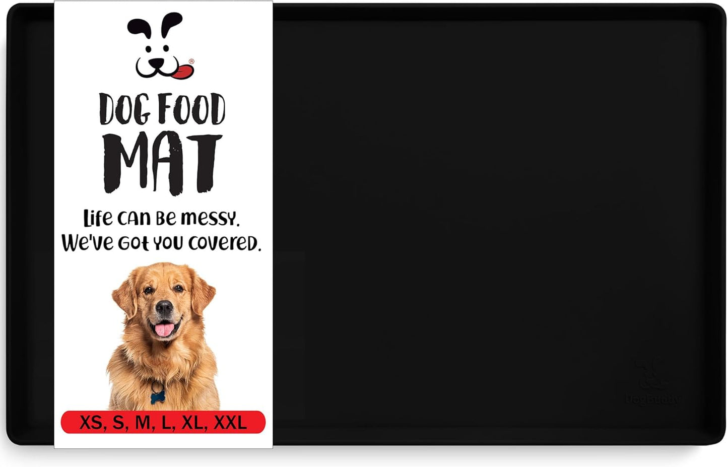 DogBuddy Dog Food Mat Waterproof Silicone Pet Feeding Mat for Dogs, Non-Slip, Easy to Clean, Black