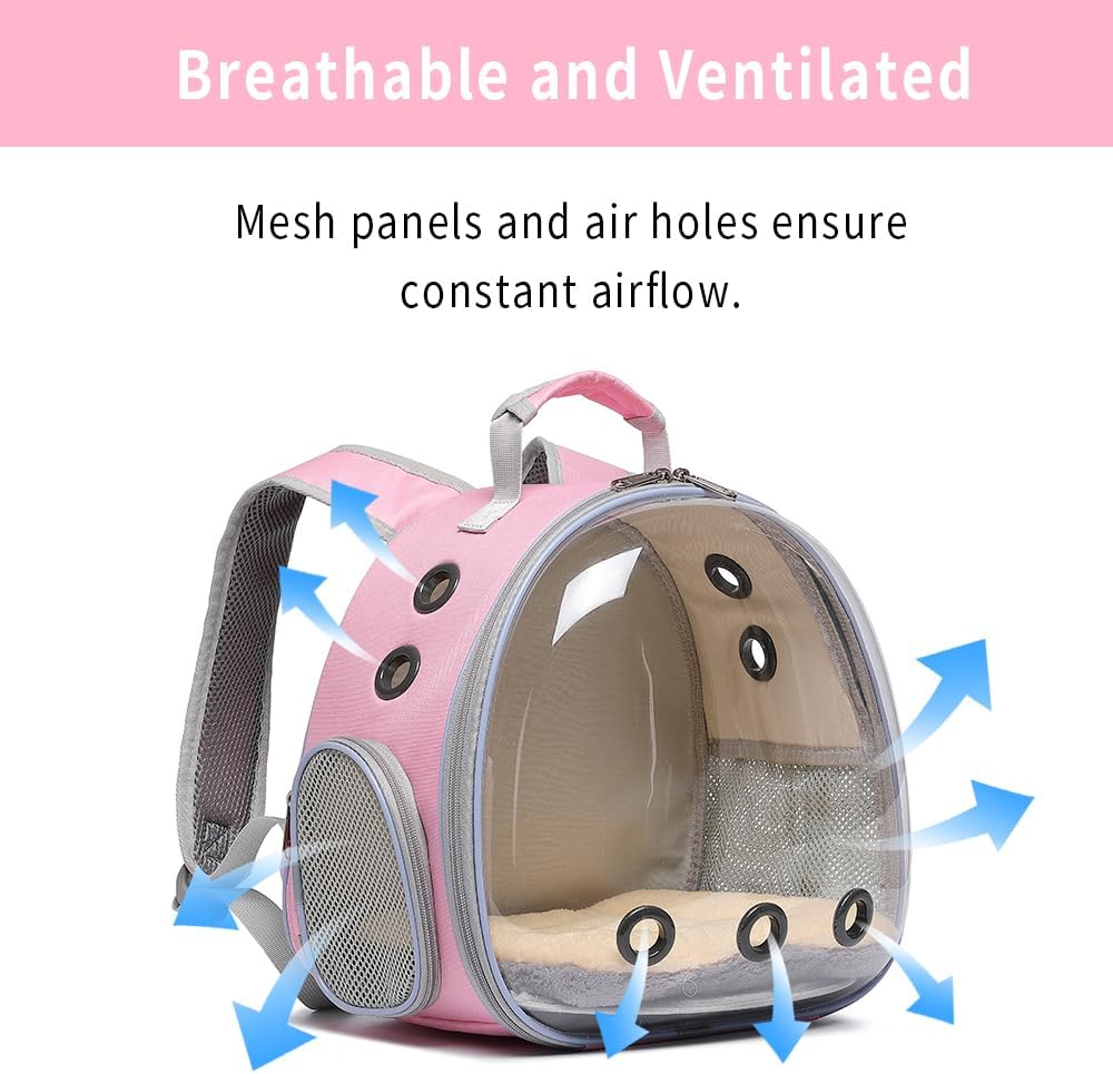 Bunny Carrier, Guinea Pig Carrier,Small Animal Carrier Backpack for Rabbit,Bearded Dragon, Lizard,Hamster,Kitten. Breathable Pet Travel Cage Bag (Pink)