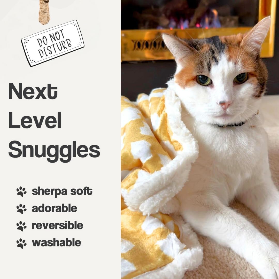 Cat Blanket for Indoor Cats – 29" Soft Sherpa Fleece Pet Throw, Washable Reversible Dog Blanket for Small Dogs, Cats, Kittens, Couch Bed Sofa Car Protector – Grey