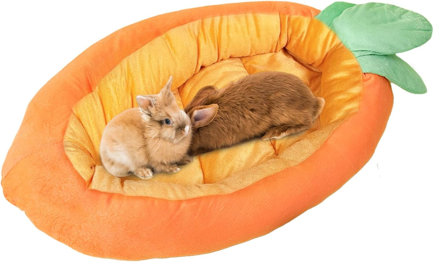 Bunny Bed, Rabbit Bed Carrot Shape, Soft & Machine Washable with Removable Cushion for Guinea Pig Chinchilla Squirrel Hedgehog and Other Small Animals (Carrot Shape)