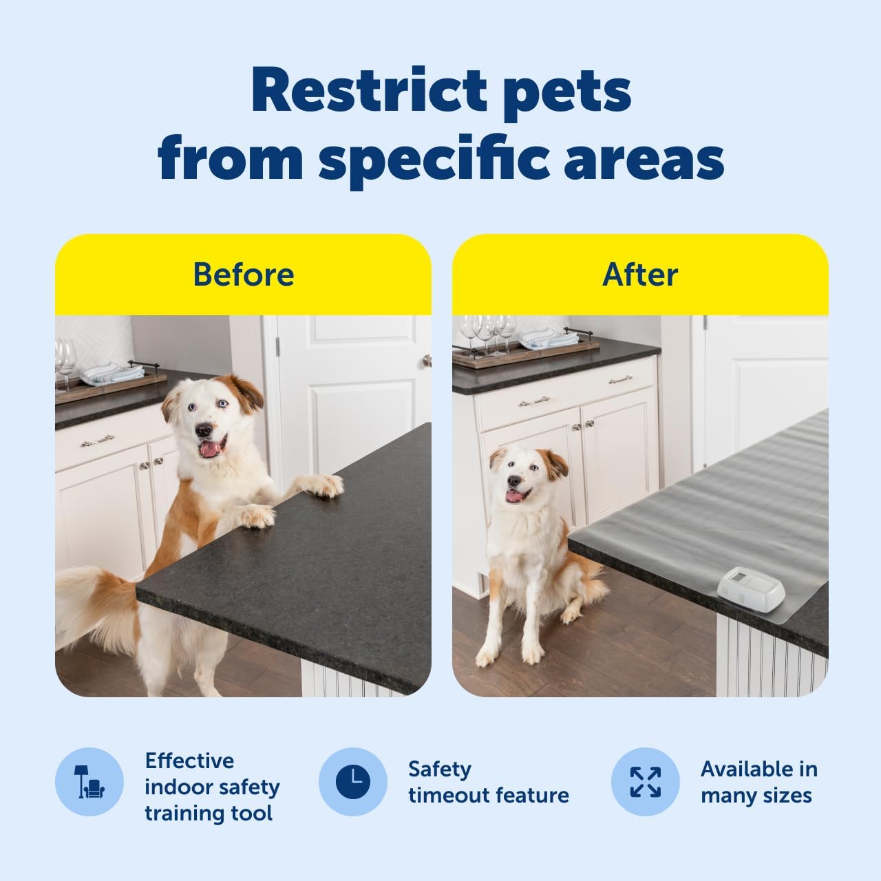 PetSafe ScatMat Indoor Pet Training Mats - Helps Prevent Furniture Climbing - Adjustable Correction Mat - Touch-Activated Design - LCD Pet Mat Controller - Battery Operated - Large, 48" x 20"