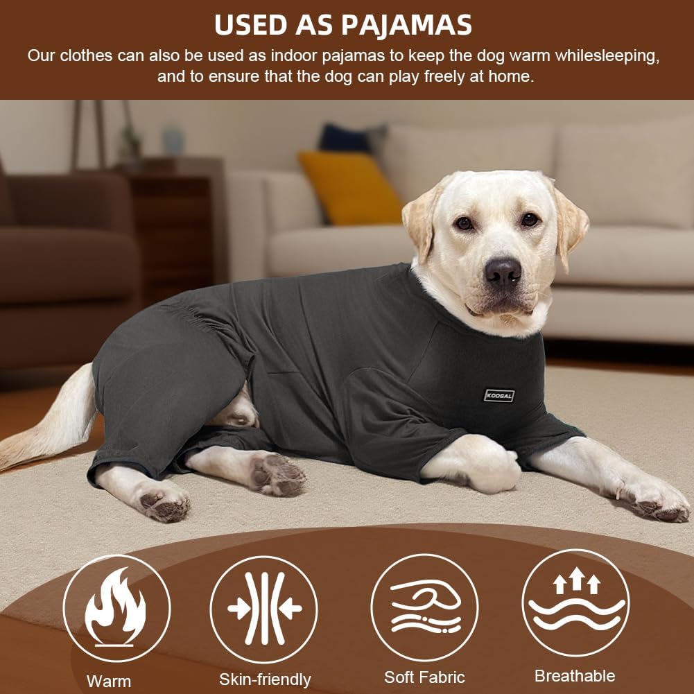 Dog Pyjamas PJS Sweater Clothes and Home Clothing Suitable for Medium to Large Breeds of Dogs, Dog Neutering Suits, Extra-Large Stretch Fabric, Four-Legged Clothes (Thin Dark Gray, 3XL)