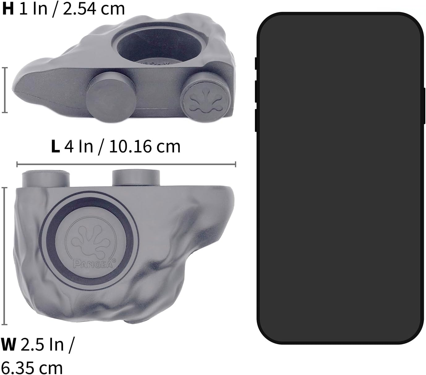 Pangea Silicone Gecko Feeding Ledge - Magnetic Mini Food Dish for Reptile Tank - 4.125" x 2.625" x 1.18" - Fits 0.5oz Cups (Gray)