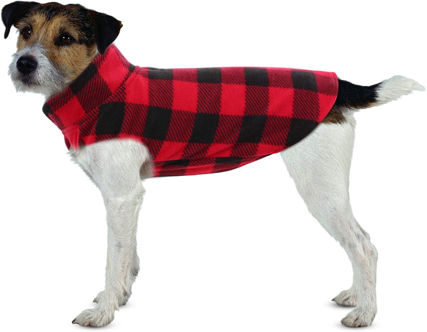 ASENKU Dog Sweater, Plaid Dogs Fleece Vest, Soft Comfortable Pet Pajamas, Warm Winter Puppy Shirt, Cold Weather Coat Jacket Pet Clothes for Small & Medium Dog Breeds