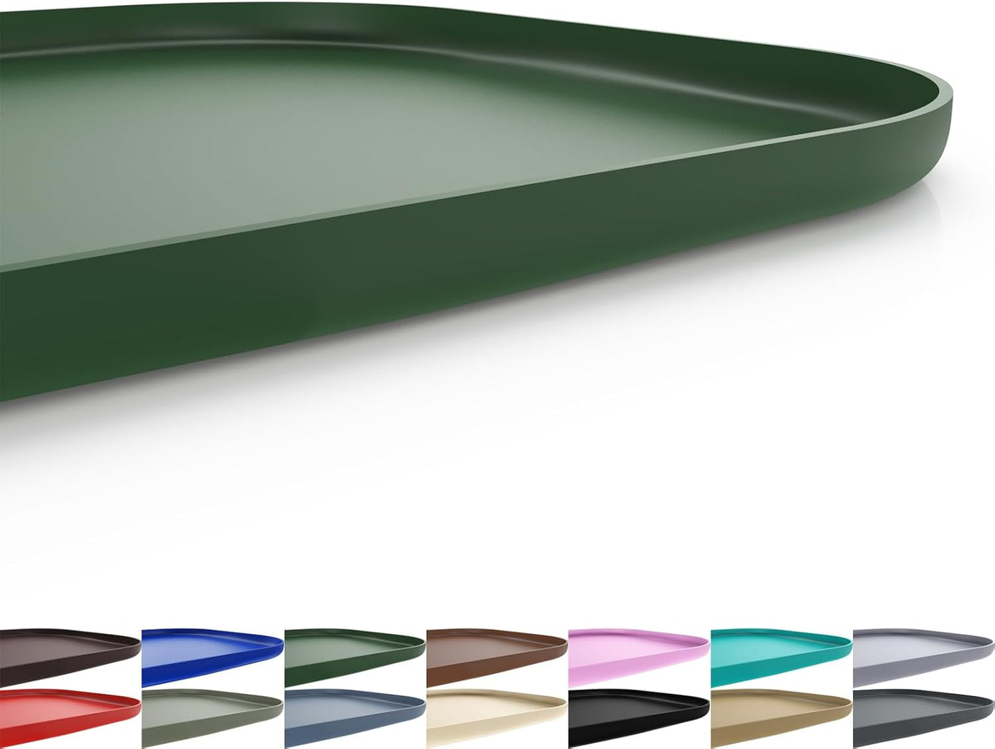 Silicone Pet Feeding Mat with Raised Edge for Food and Water, Dog Bowl Mats, Cat Bowls Placemat with High Lip for Floor Waterproof, Rubber Tray for Cats and Dogs 24 x 16 x0.8 Dark Olive