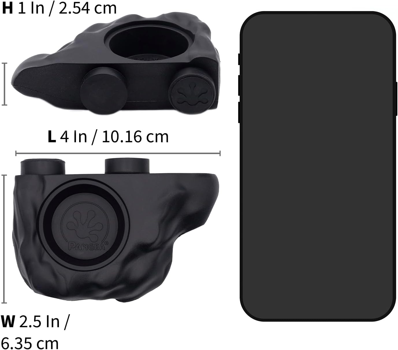 Pangea Silicone Gecko Feeding Ledge - Magnetic Mini Food Dish for Reptile Tank - 4.125" x 2.625" x 1.18" - Fits 0.5oz Cups (Black)