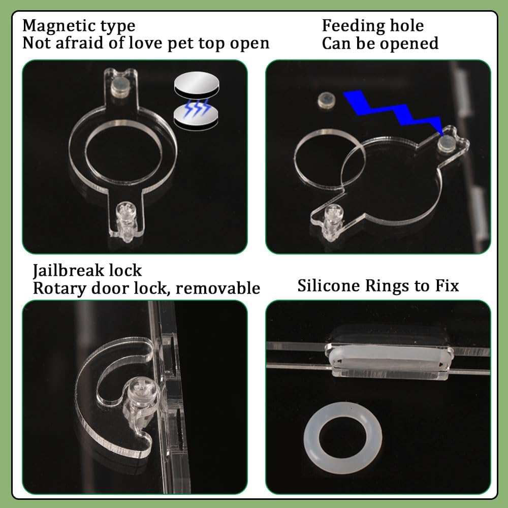 8x4x4 Inch Modern Rectangular Acrylic & Polycarbonate Vivarium for Tarantulas, Lizards, Snakes, Geckos, Jumping Spiders, Snails, Insects